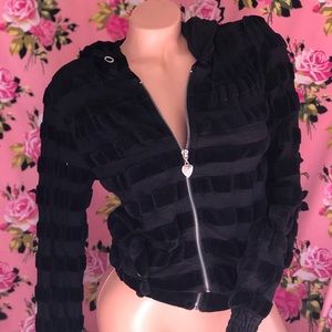 Black velvet twisted heart vintage jacket hoodie